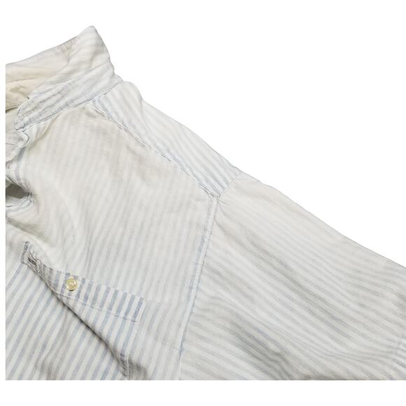 VTG GUESS Georges Marciano button Front Shirt Mens Medium Blue White stripes - Picture 7 of 12